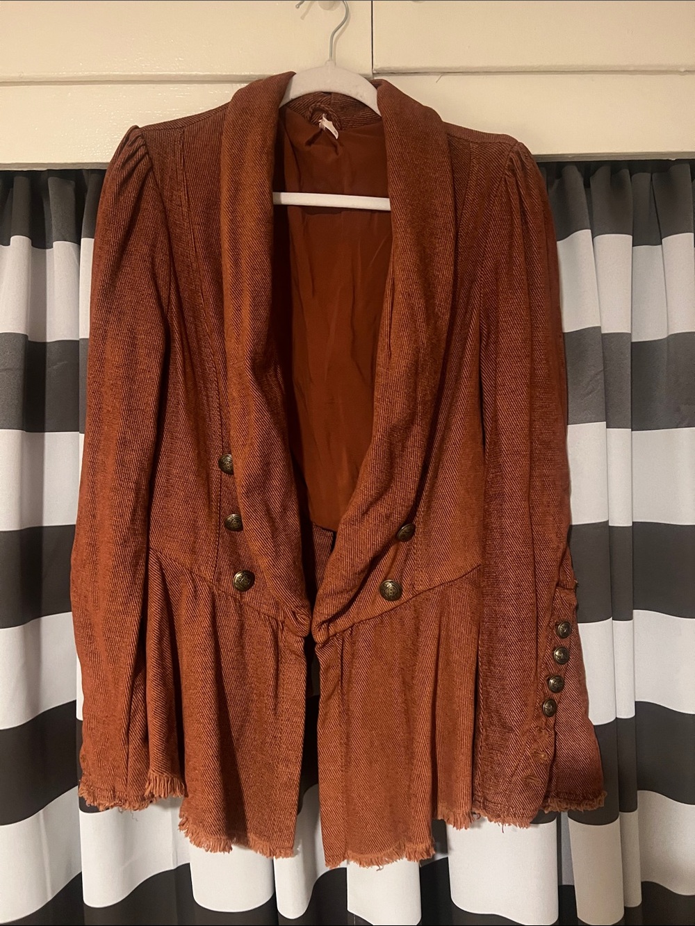 Free People Rust Orange Textured Blazer Jacket